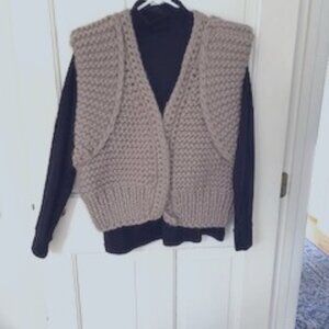 Maridruna Luxury hand knit, tan, Layla Vest wool vest - one size